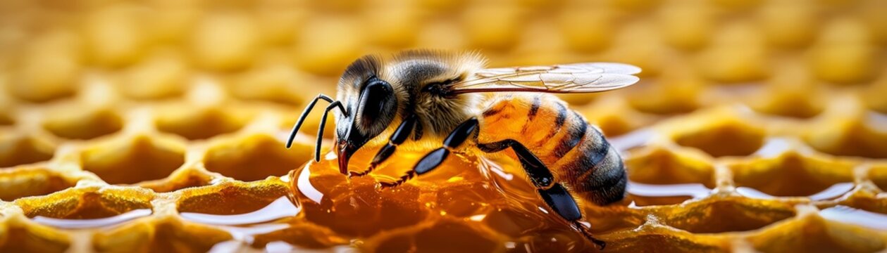 Intricate honeycomb filled with golden honey, industrious bees, sweet creation, natural marvel :: beekeeping, honey tasting, apiary visit