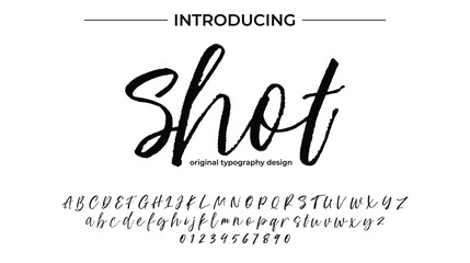 Shot Font Stylish brush painted an uppercase vector letters, alphabet, typeface © AriefIndra