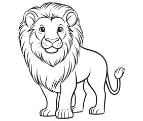 Lion cartoon isolated on white background line art silhouette vector