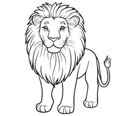 Lion cartoon isolated on white background line art silhouette vector