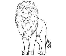 Lion cartoon isolated on white background line art silhouette vector