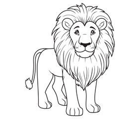 Lion cartoon isolated on white background line art silhouette vector