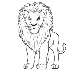 Lion cartoon isolated on white background line art silhouette vector
