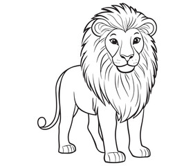 Lion cartoon isolated on white background line art silhouette vector