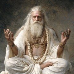 Divine creator: Portrait of Brahma, god of creation in Hinduism, revered in the Trimurti and linked to Vedic Prajapati, honored in Brahma Puja, Kartik Purnima at Pushkar, and through Saraswati Puja.