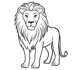 Lion cartoon isolated on white background line art silhouette vector