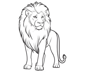 Lion cartoon isolated on white background line art silhouette vector