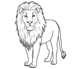 Lion cartoon isolated on white background line art silhouette vector