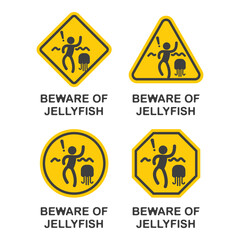 Obraz premium Beware of jellyfish flat symbol