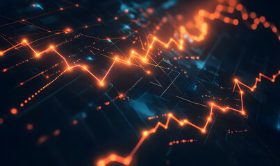 Futuristic Stock Market Chart with Glowing Data or Dynamic Financial Timeline for graphic background