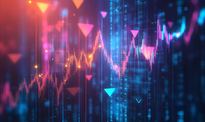 Futuristic Stock Market Chart with Glowing Data or Dynamic Financial Timeline for graphic background