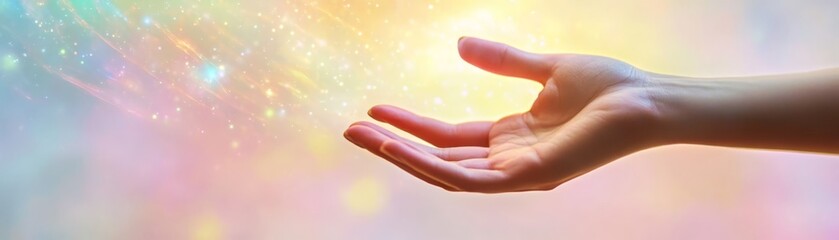 Open Hand Reaching Upward Towards Bright Light