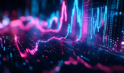 Futuristic Stock Market Chart with Glowing Data or Dynamic Financial Timeline for graphic background