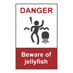 Beware of jellyfish  flat symbol