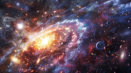 Fototapeta premium Cosmic Collision: A Spectacular Display of Galactic Fury