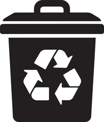 Dustbin garbage trash bin silhouette simple vector black and white