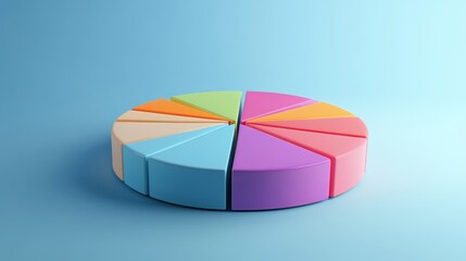 Fototapeta premium Colorful 3D Pie Chart on Blue Background