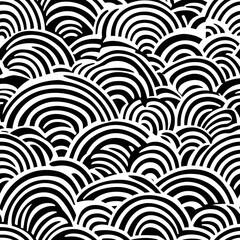 Chinese-inspired doodle tile seamless patterns in an illustrator graphic style