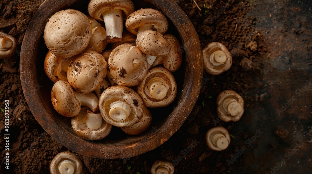 Wall mural fresh mushrooms in a bowl