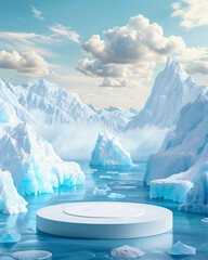 White Podium Elegance in the Antarctic's Frozen Embrace