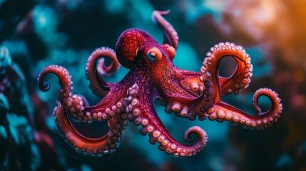 Obraz premium Embrace the wonders of the deep on Octopus Day, celebrating the intelligence, adaptability, and mystery of these fascinating sea creatures 