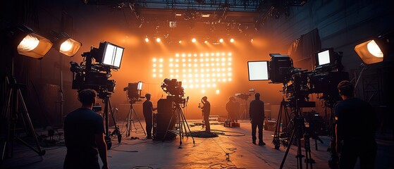 Showcase the crews expertise during behind the scenes  setup  staging as they handle technical equipment and set pieces