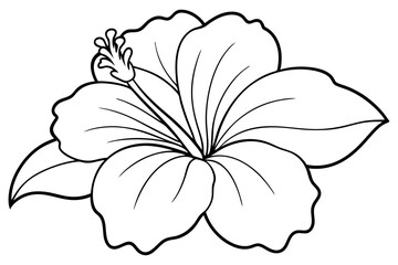 Hibiscus Line Art Vector Illustration – Minimalist Floral Design