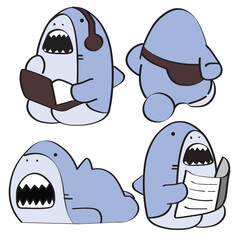 cute character shark blue set