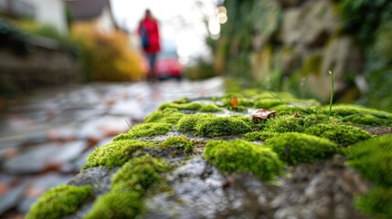 Close Up of Moss Covered Stone Wall