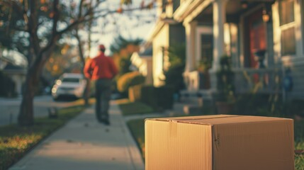 Fototapeta premium Delivery Box on a Residential Sidewalk