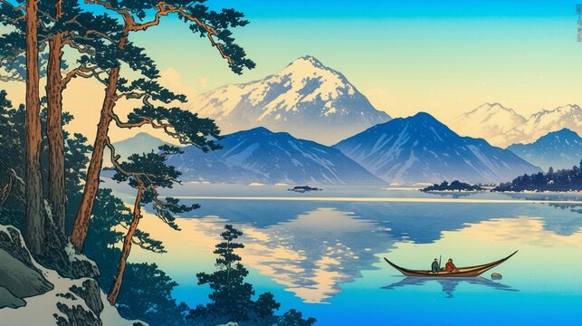 静かな水と峰2