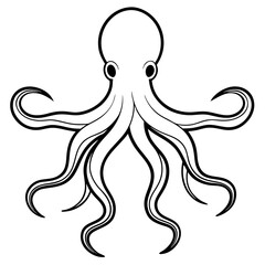 Octopus Line Art Vector Illustration - Simple Sea Creature Outline Design 