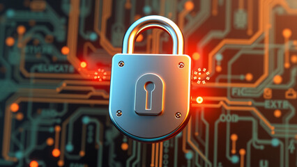 Cyber security padlock symbolizes the protection and safeguarding of digital assets and information against unauthorized access, cyber threats, and malicious activities