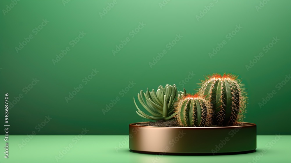 Canvas Prints cactus arrangement in minimalist setting