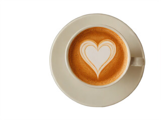 White coffee cup heart shape transparent background