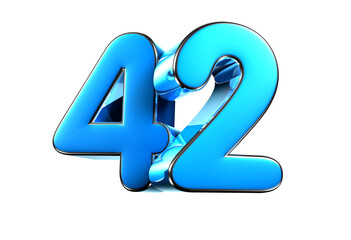Blue number 42 3d illustration. Advertising signs. Product design. Product sales