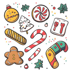 Christmas and New Year accessories on white background