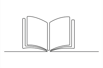 Continuous one line book drawing Isolated on white background vector illustration