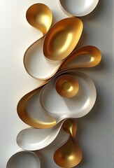 白と金色の曲線が交わる抽象的なイラスト