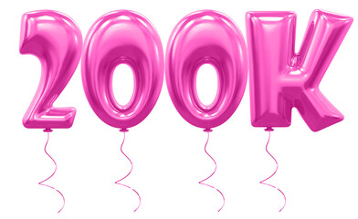 200K Follow Balloon Pink Number 3D