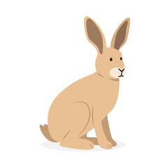 Hare simple vector illustration. Cute hare cartoon clipart, animal in flat style. Farm animals concept, rural farming. Livestock animal or wild hare vector design isolated on white background