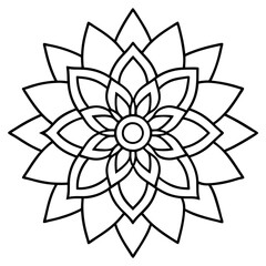 a vector of black and white colour design of a mandala with a white background