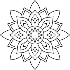 a vector of black and white colour design of a mandala with a white background mandala line art 