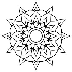 a vector of black and white colour design of a mandala with a white background