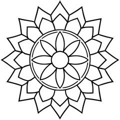 a vector of black and white colour design of a mandala with a white background