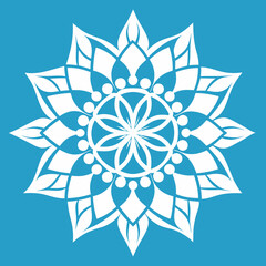 a vector white colour design of a mandala with a 
coloured background