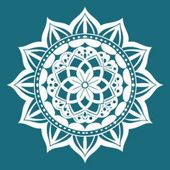 a vector white colour design of a mandala with a 
coloured background