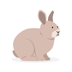 Rabbit simple vector illustration. Bunny rabbit cartoon clipart, animal in flat style. Farm animals concept, rural farming. Livestock animal small rabbit vector design isolated on white background