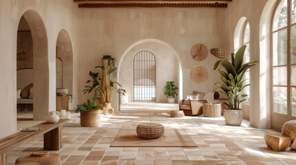 Minimalist Interior Design with Archways and Plants