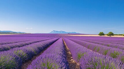 Lavender Fields Under a Blue Sky